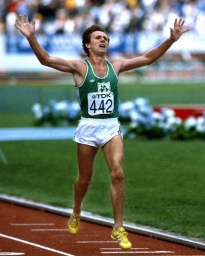 Irish athlete, Olympian and GOAL ambassador Eamonn Coghlan after winning a race